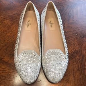 Valentino Silver Micro-Stud Smoking Slipper